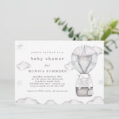 Invitation Dans un Baby shower nuageux (gris) (Debout devant)