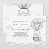 Invitation Dans un Baby shower nuageux (gris) (Devant / Derrière)