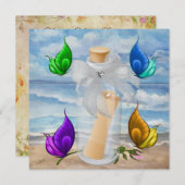 "Invitation dans une bouteille" - Plage Invitation (Devant / Derrière)