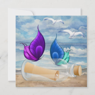 "Invitation dans une bouteille" - Plage Invitation