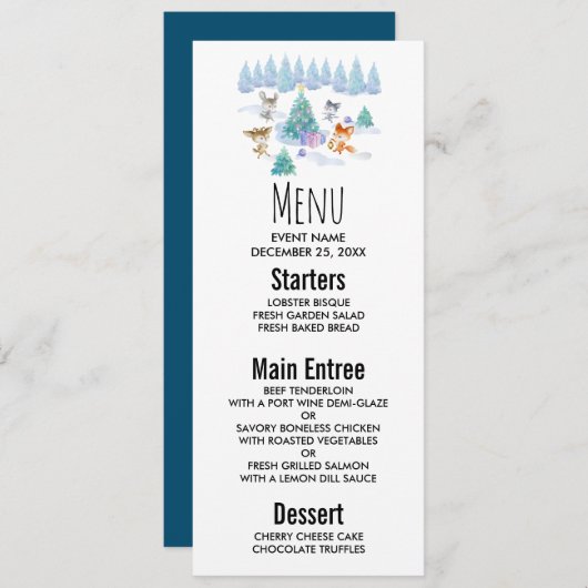 Invitation Danse Animaux de forêt Noël Aquarelle (Devant / Derrière)