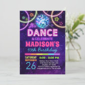 Invitation Danse Anniversaire Filles Neon Disco Dance Party (Debout devant)