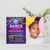Invitation Danse Anniversaire Filles Neon Disco Dance Party P (Debout devant)