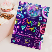 Invitation Danse Anniversaire Soirée Neon Glow Dance Disco