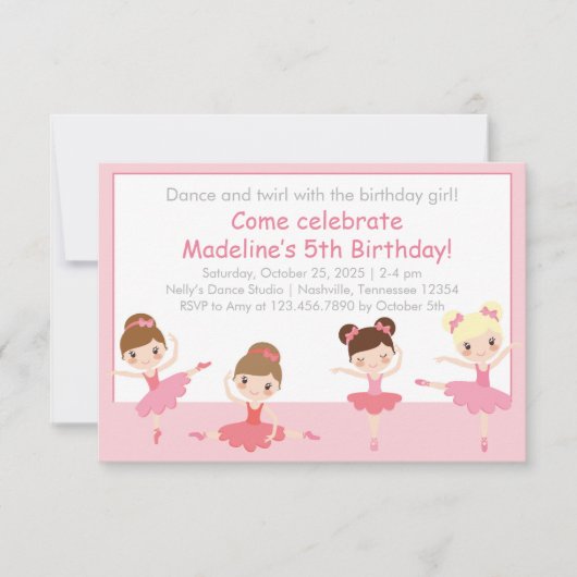Invitation Danse Ballerinas Anniversaire (Devant)