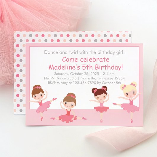 Invitation Danse Ballerinas Anniversaire
