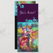 Invitation DANSE CARNIVALE, floraison rose vif (Devant / Derrière)