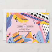 Invitation Danse chanter et jouer anniversaire de enfant (Devant)