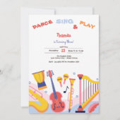 Invitation Danse chanter et jouer anniversaire de enfant (Devant)