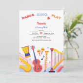 Invitation Danse chanter et jouer anniversaire de enfant (Debout devant)