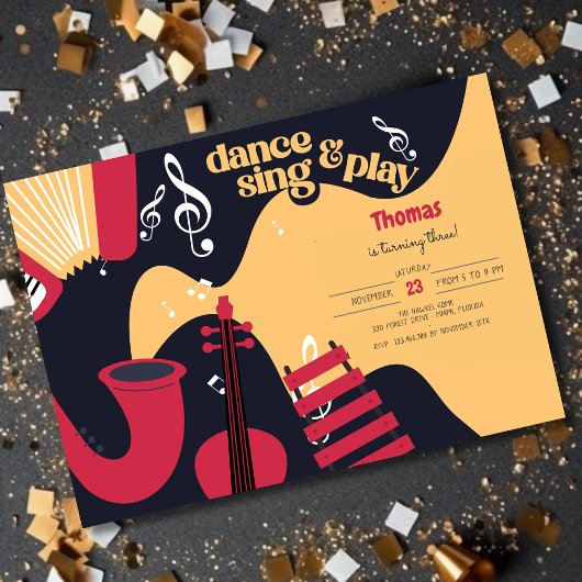 Invitation Danse chanter et jouer anniversaire de enfant