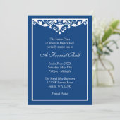 Invitation Danse de Bal Formel Royal Bleu Fleurie (Debout devant)