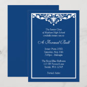 Invitation Danse de Bal Formel Royal Bleu Fleurie (Devant / Derrière)