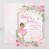 Invitation Danse de ballerine rose aquarelle anniversaire  (Devant / Derrière)