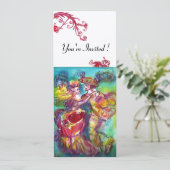 Invitation DANSE DE CARNAVAL bleu rouge vibrant volute champa (Debout devant)