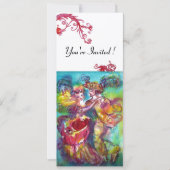 Invitation DANSE DE CARNAVAL bleu vibrant rouge floraison cha (Devant)
