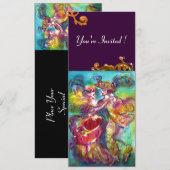 Invitation DANSE DE CARNAVAL, éclat vibrant rose bleu jaune (Devant / Derrière)