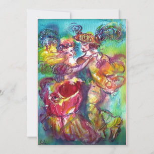 Invitation DANSE DE CARNAVAL, Fête de Mardi Gras, rose bleu v