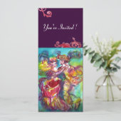 Invitation DANSE DE CARNAVAL , fioritures rose bleu rouge vib (Debout devant)