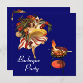 INVITATION DANSE DE FÊTE BARBEQUE D'ÉTÉ, CUISINE ITALIENNE (Devant / Derrière)