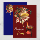 INVITATION DANSE DE FÊTE BARBEQUE D'ÉTÉ, CUISINE ITALIENNE (Devant / Derrière)