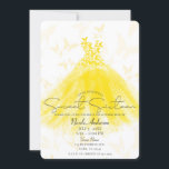 Invitation Danse de Papillon Robe Jaune Fête des 16 ans Douce<br><div class="desc">Personnaliser pour tout événement</div>
