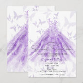 Invitation Danse de Papillon Robe Violette Fête Sweet 16 (Devant / Derrière)