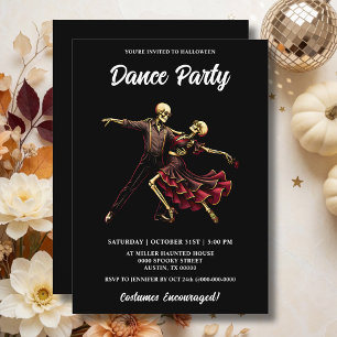 Invitation Danse de squelettes dans une élégante salle de bal