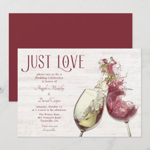 Invitation Danse de vin rouge et blanc, juste amour de mariag