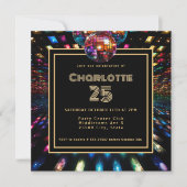 Invitation Danse disco colorée 25e anniversaire (Devant)