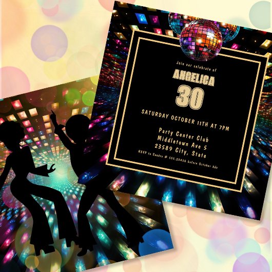 Invitation Danse Disco Colorée Anniversaire