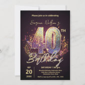 Invitation Danse Disco Étincelante Fête du 40e anniversaire (Devant)