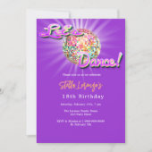 Invitation Danse Disco fête rose violet anniversaire (Devant)