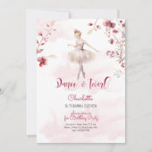 Invitation Danse et ballerine tourbillon anniversaire (Devant)