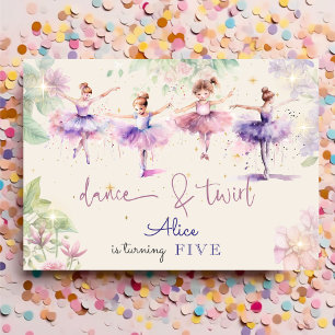 Invitation Danse et tournoi ballerine aquarelle anniversaire