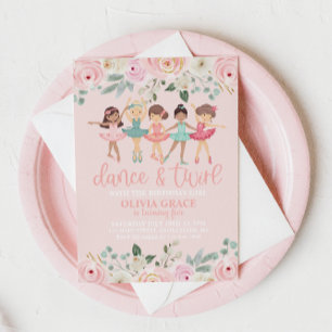 Invitation Danse et Tournoiement Anniversaire Ballet Floral