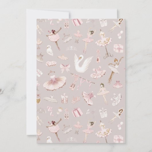 Invitation Danse et twil ballerine blush rose anniversaire (Dos)