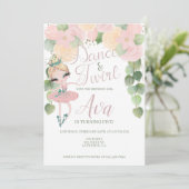 INVITATION DANSE ET TWIRL| ANNIVERSAIRE DE BALLERINA| FLORALE (Debout devant)