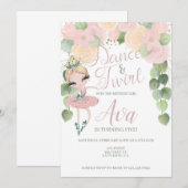 INVITATION DANSE ET TWIRL| ANNIVERSAIRE DE BALLERINA| FLORALE (Devant / Derrière)