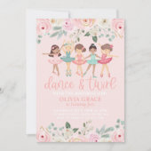 Invitation Danse et Twirl Floral Ballet Anniversaire (Devant)