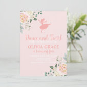 Invitation Danse et Twirl Floral rose Ballet Anniversaire (Debout devant)