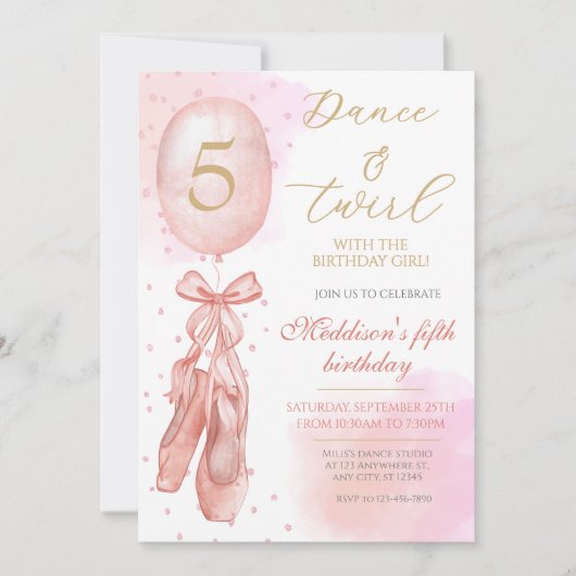 Invitation Danse et Twirl Rose fille Ballet Chaussures Annive (Devant)