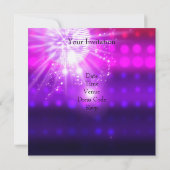 Invitation Danse Événement Pink Purple Silver Mirrorball (Dos)