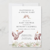 Invitation Danse Grues Printemps Floral Baby Douche (Devant)