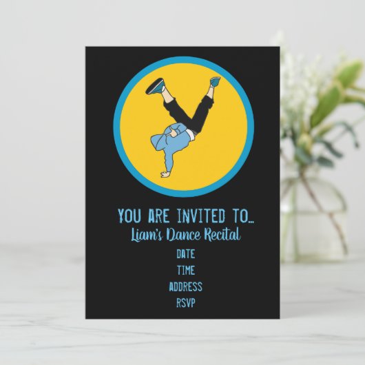 Invitation Danse hip hop moderne garçons récital de danse (Debout devant)