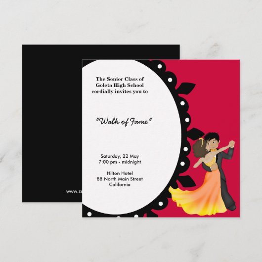 Invitation Danse nocturne du Prom (Devant / Derrière)