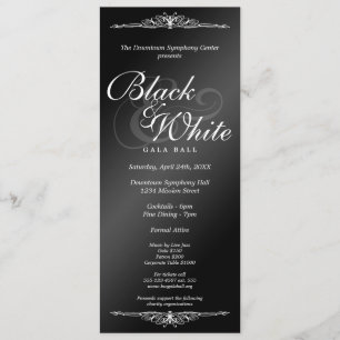 Invitation Danse noire et blanche de boule de gala (avant et