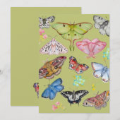 Invitation Danse papillon à l'aquarelle douce (Devant / Derrière)
