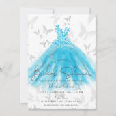 Invitation Danse papillon Aqua Fête des mariées robe bleue (Devant)