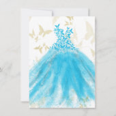 Invitation Danse papillon Aqua Robe Bleue Or Sweet 16 (Dos)
